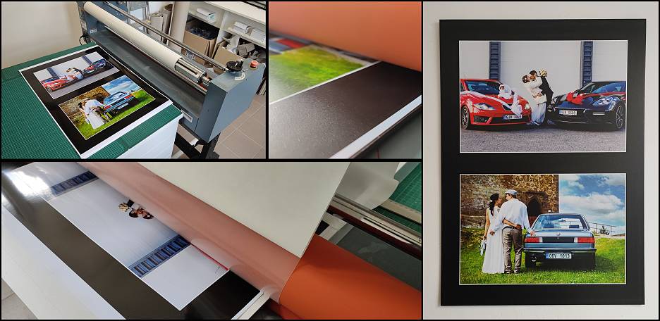 Proces lepení fotky na desku