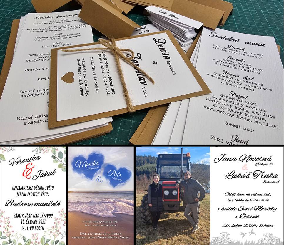 svatebni oznameni, tisk svatebního oznámení, návrh svatebního oznámení