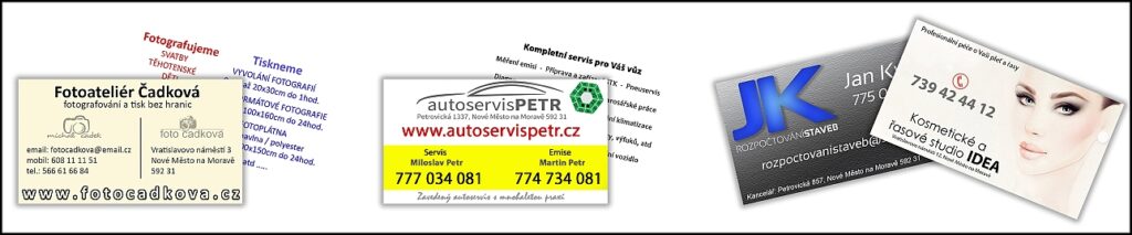 tisk a návrh vizitek, vizitky jednostrané i oboustrané