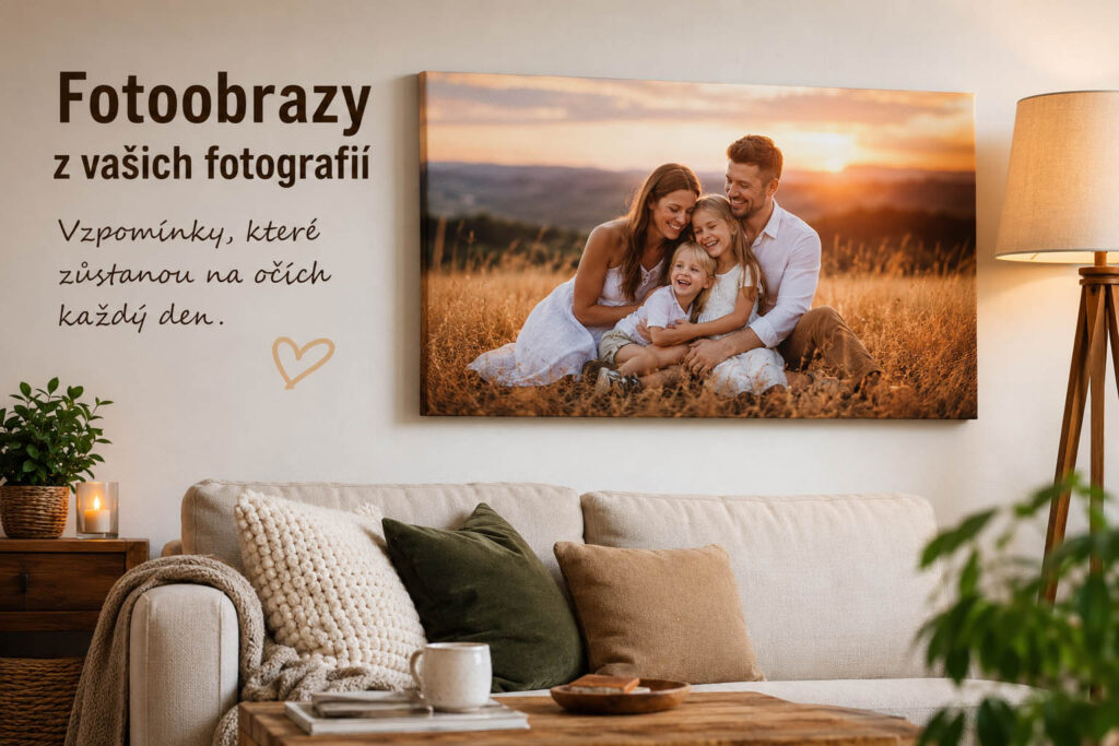 Rodinný fotoobraz z vlastní fotografie vytištěný na kvalitním plátně.
Profesionální tisk fotoobrazu z vlastní fotografie na napínací rám.