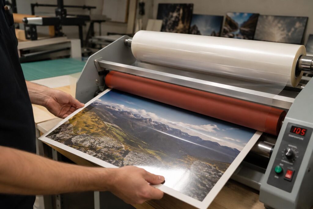 Matná laminace na fotku, fotografie na desce, Fotka kašírovaná na desce